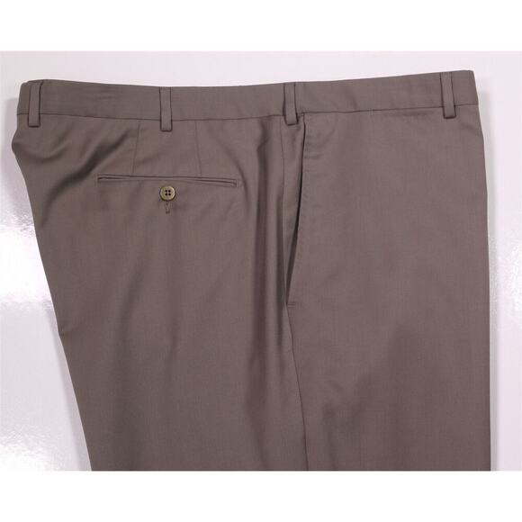 Ermenegildo Zegna Current Solid Light Brown Flat Front Wool Dress Pants 42x28 - Picture 2 of 9